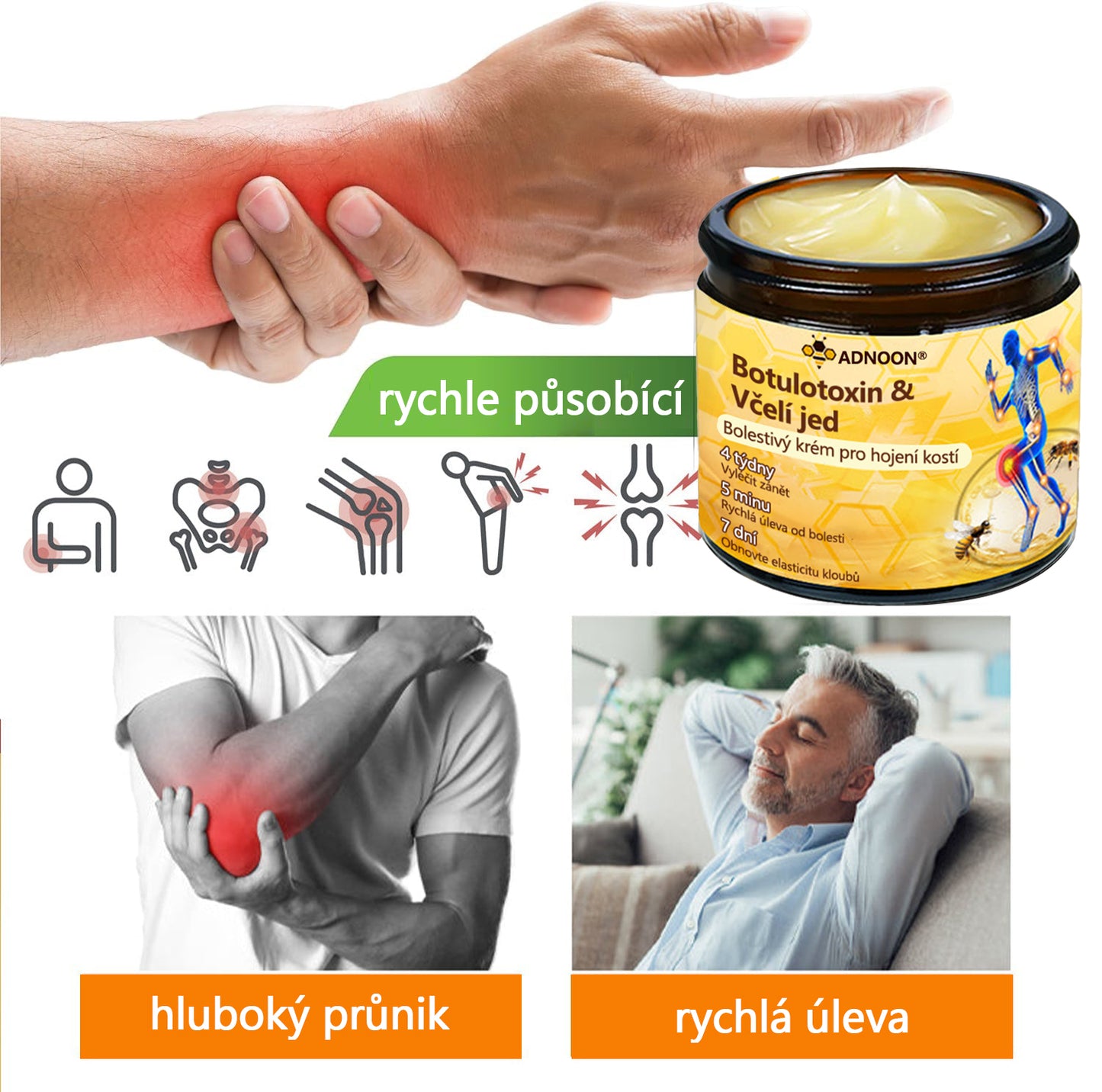 ADNOON™ Krém s botulotoxinem a včelím jedem pro úlevu od bolesti a regeneraci kostí 🐝